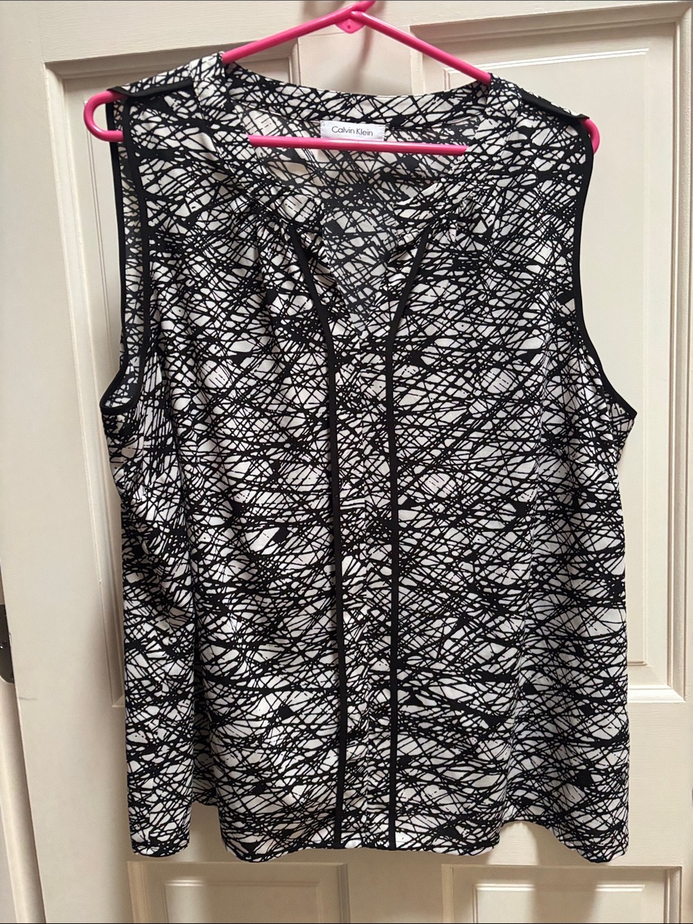 Calvin Klein Black & White Scribble Print Sleeveless Camisole